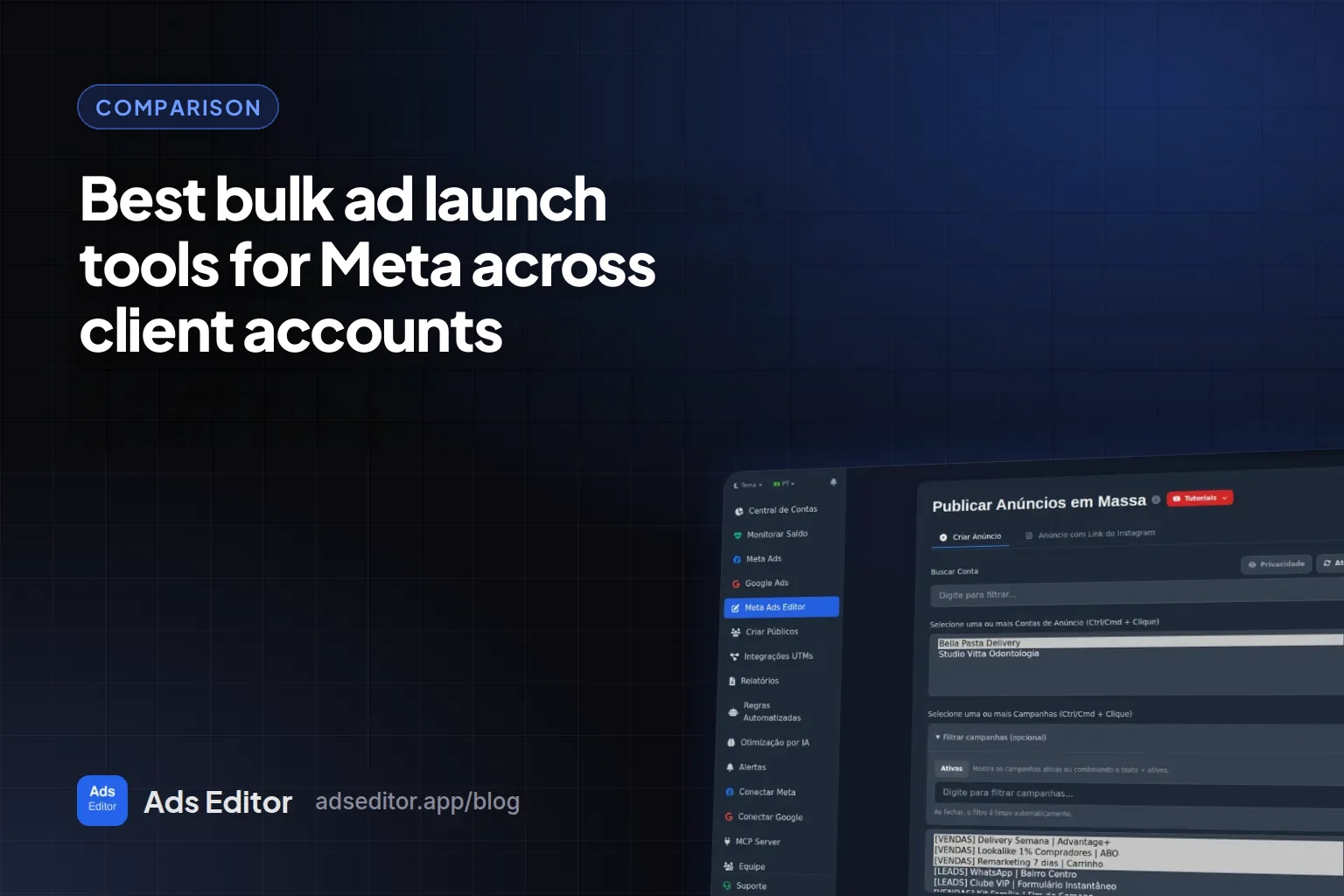 Comparison table of bulk ad launch tools for publishing Meta ads across client accounts