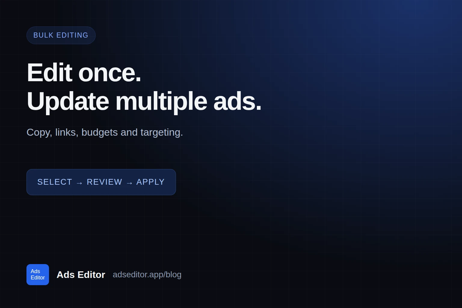 Bulk editing Meta ads with find and replace in Ads Editor