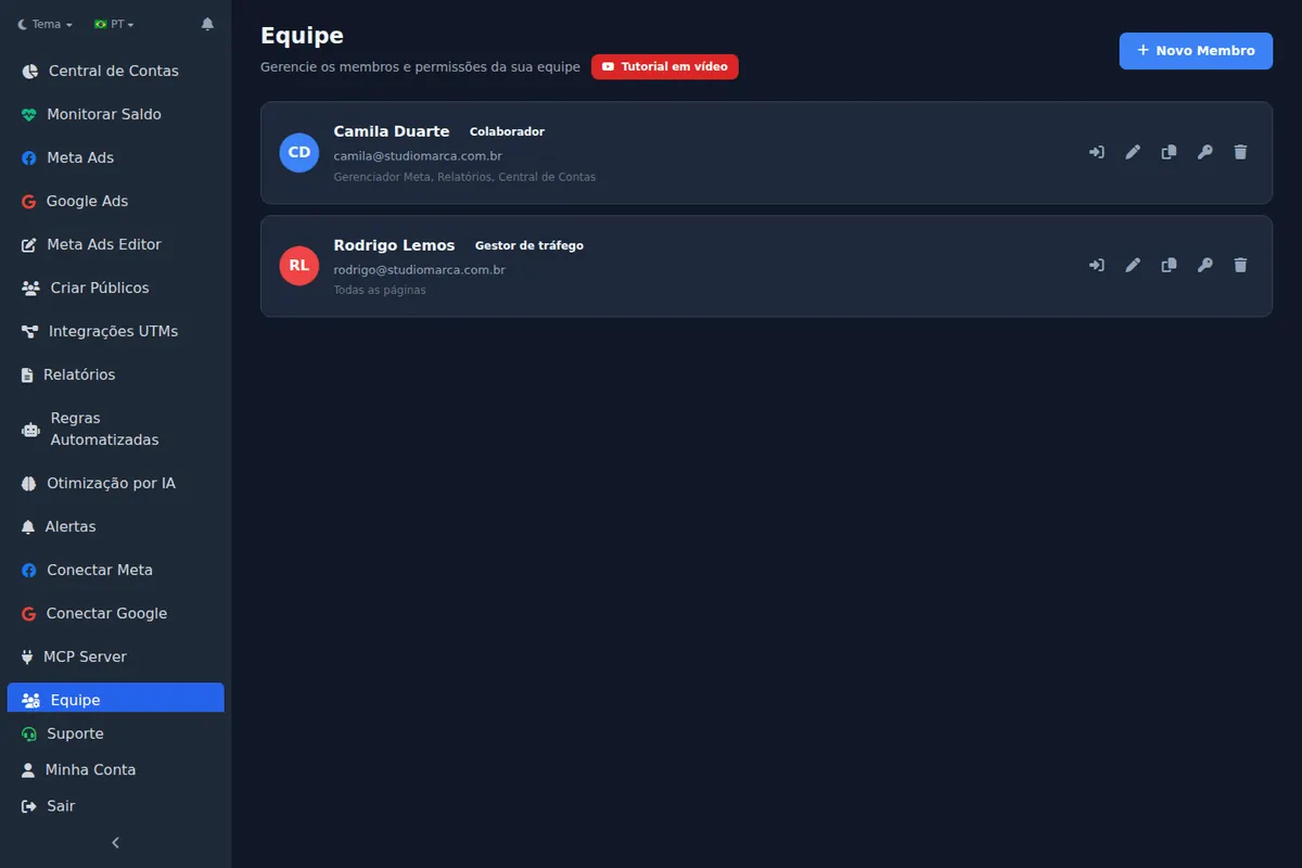 Team permissions so each media buyer only sees their own ad accounts